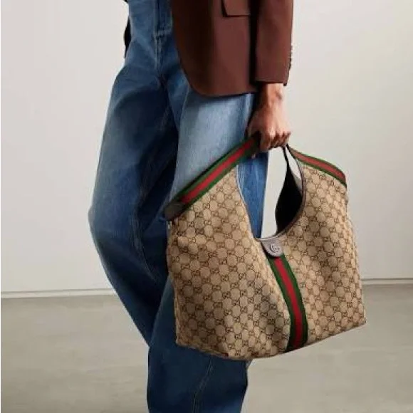 Gucci Beige and Green Signature Tote - Picture 11 of 12